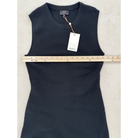 Quince 100% Mongolian Cashmere Black Midi Sweater Dress Sleeveless Ribbed NWT M - Picture 9 of 11
